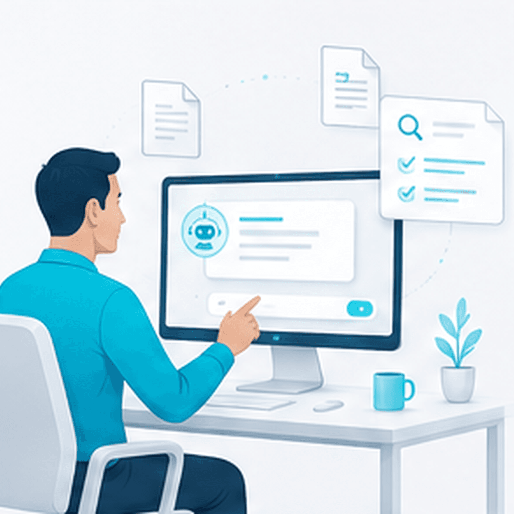 A legal professional reviewing documents through a private AI assistant