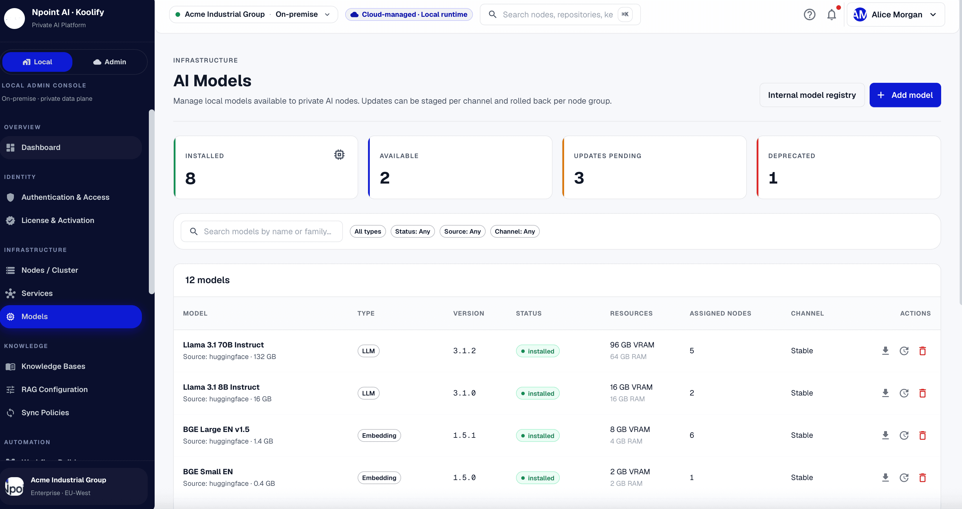 KoolBox AI model deployment interface